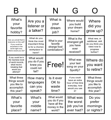 PtP Bingo_Get to know you Bingo Card