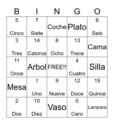 BINGO en Epanol Bingo Card