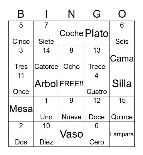 BINGO en Epanol Bingo Card