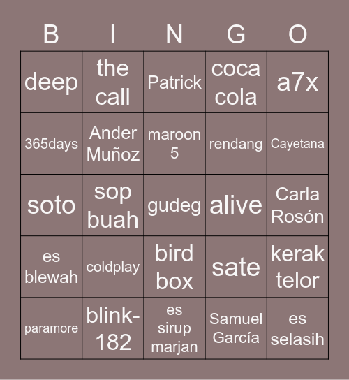 BINGO WITH DEELITE Bingo Card