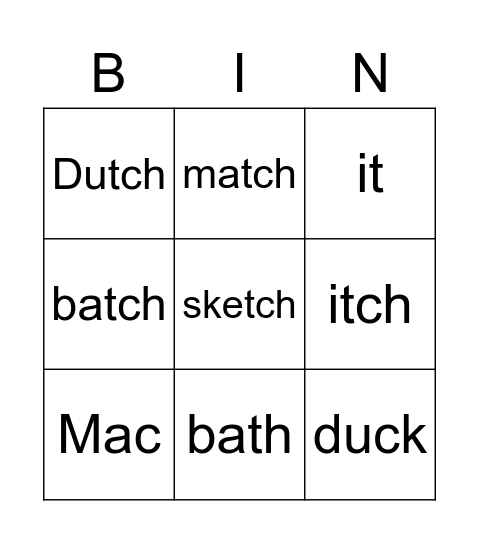 Unit 9 Phonics 1 Bingo Card