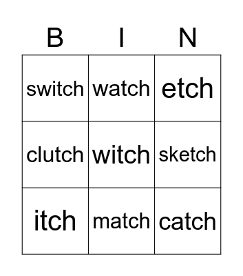 Unit 9 Phonics 2 Bingo Card
