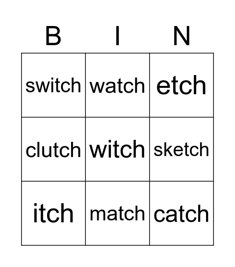 Unit 9 Phonics 2 Bingo Card