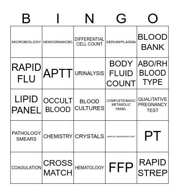 Laboratory Bingo Card