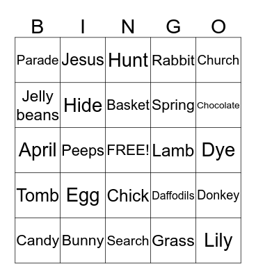 Easter Bingo Card