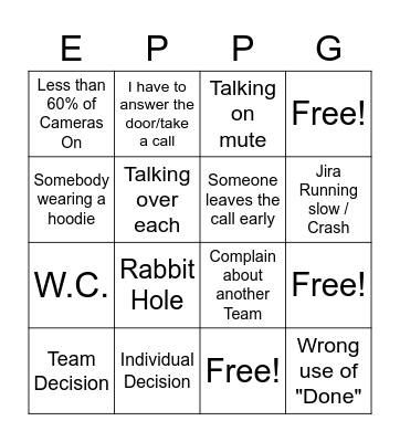 Retrospective Bingo Card
