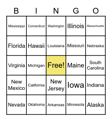 United States Bingo Card