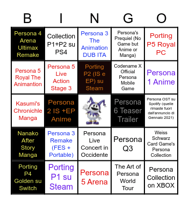 Persona 25 Anniversary Bingo Card