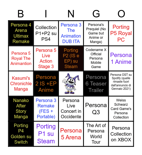 Persona 25 Anniversary Bingo Card