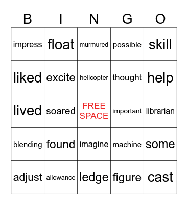 1st & 2nd Grade Bingo Card