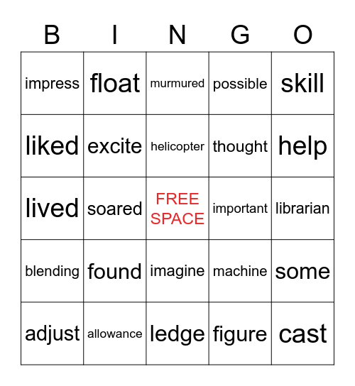 1st & 2nd Grade Bingo Card