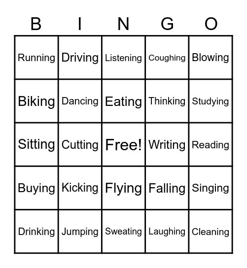 Verbs Bingo Card