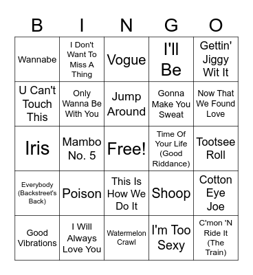 90's Bingo Card