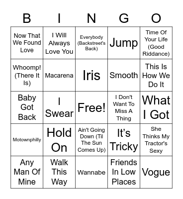 90's Bingo Card