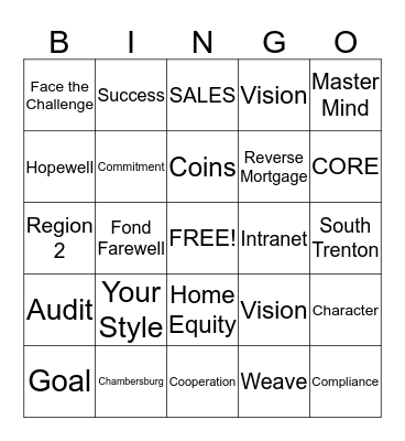Master Mind Bingo Card