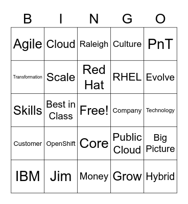 Company All Hands Bingo Card