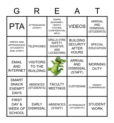 #GreatnessBloomsHere Bingo Card