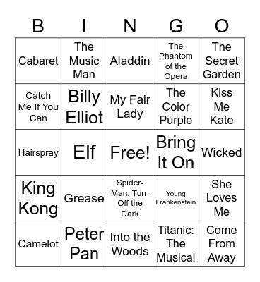 BROADWAY MUSICALS Bingo Card