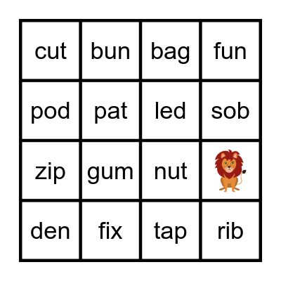 Short Vowels Bingo Card