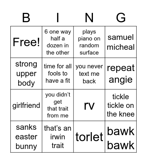 ANNIE BINGO Card