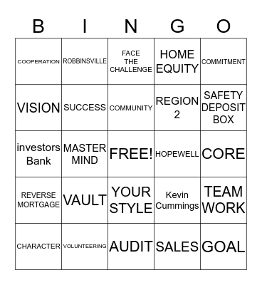 Master Mind Bingo Card