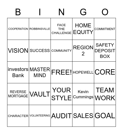 Master Mind Bingo Card