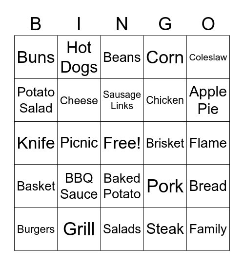 BBQ Bingo Card
