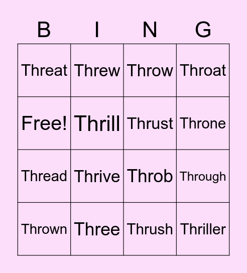 THR Bingo Card