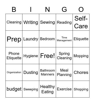 Basic Living Bingo Card