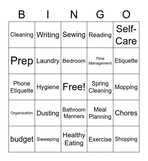 Basic Living Bingo Card