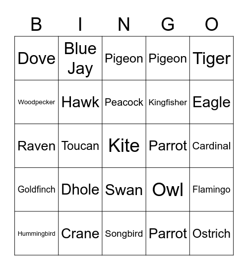 A & N's Wild Bingo Card