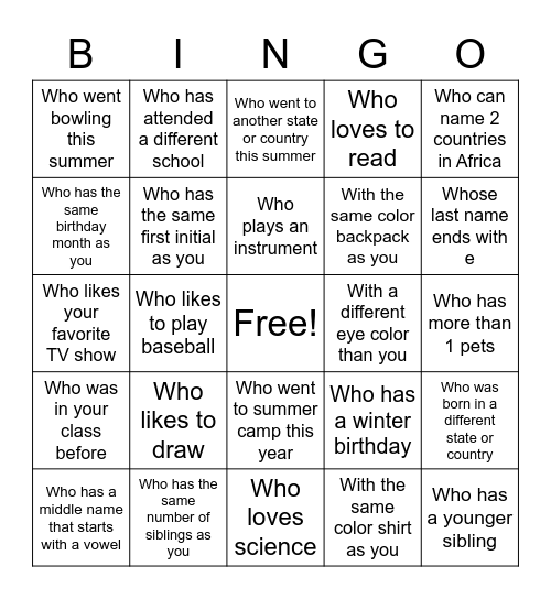 Find Someone... Bingo Card