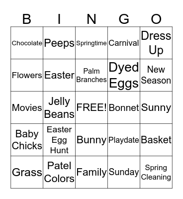 Easter Bingo  Bingo Card