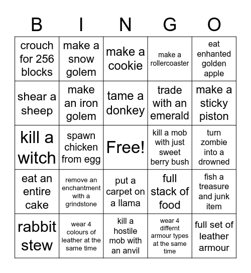 MC Bingo Card