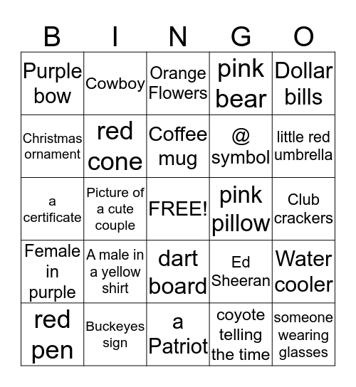 What's in our office?  Bingo Card