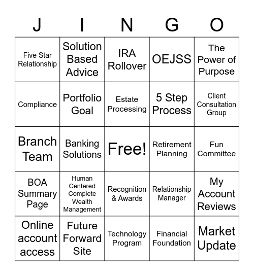 JINGO Bingo Card