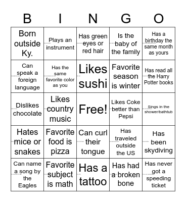 Get 2 Know U Bingo - Find Someone Who... Bingo Card