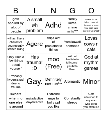 How similar are you to me Bingo Card