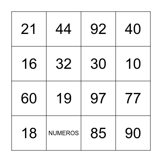 Emef Perimetral bingo do dia da familia Bingo Card