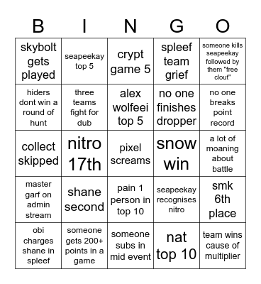 block wars seven Bingo Card
