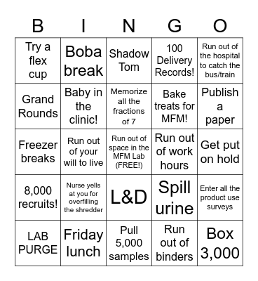 MFM Lab Bingo Card