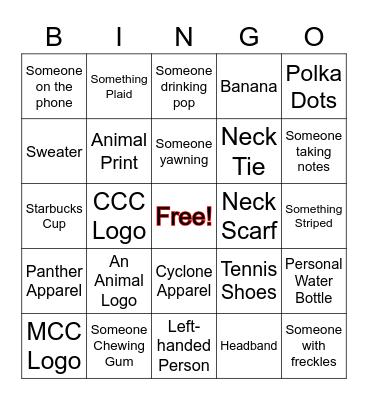 I SPY BINGO Card