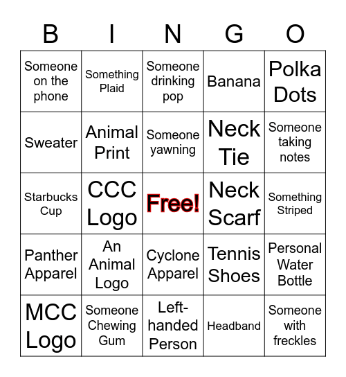 I SPY BINGO Card