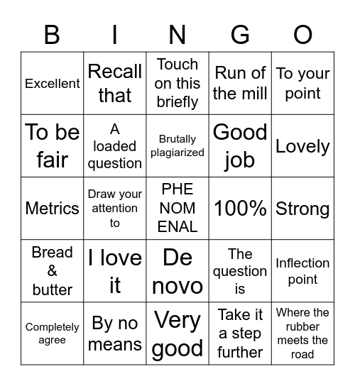 Phenomenal! Bingo Card