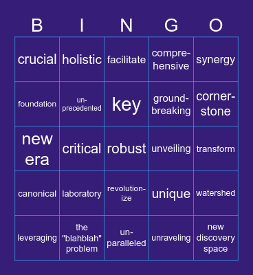Astronomy Proposal Writing Bingo Card