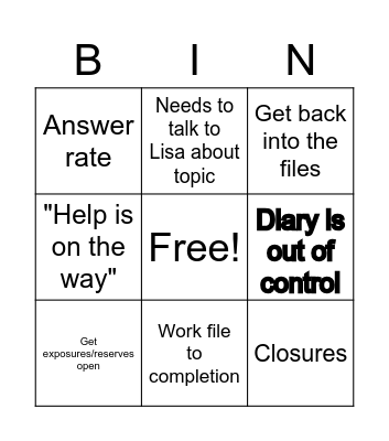 Weekly Meeting Bingo Card