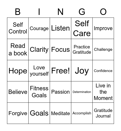 Positive Vibes Bingo Card