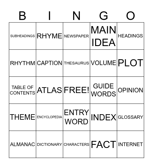 LIBRARY LINGO Bingo Card