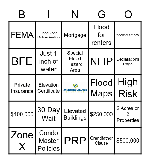 Flood Bingo Card