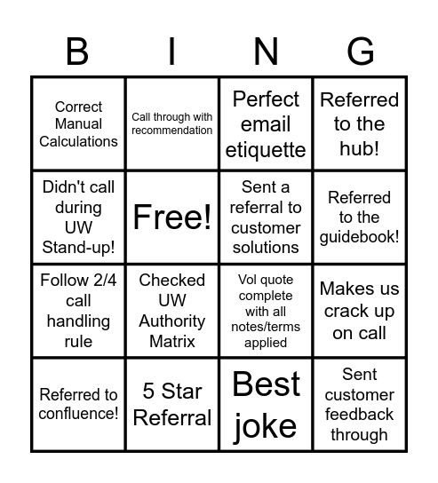 UW Reverse Bing Bingo Card